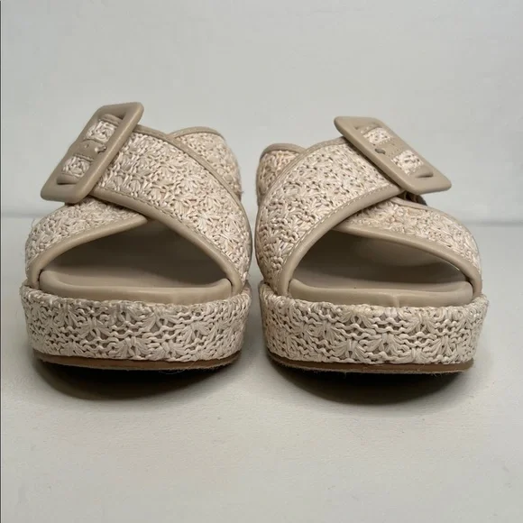 Seychelles Calli buckle crisscross woven cream platform sandals size 9.5 - Picture 7 of 13